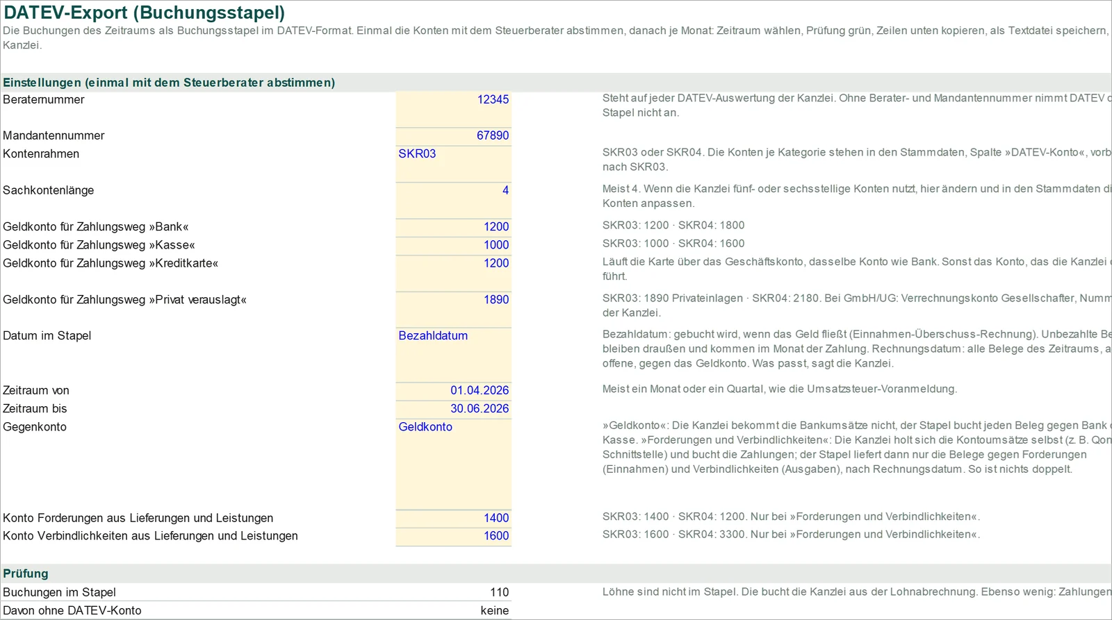 DATEV-Export: Buchungsstapel für die Kanzlei